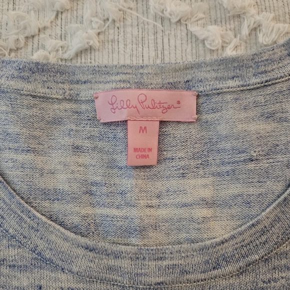 Lilly Pulitzer Lyon Cold Shoulder Knit Sweater Size Medium Light Blue - Picture 3 of 8